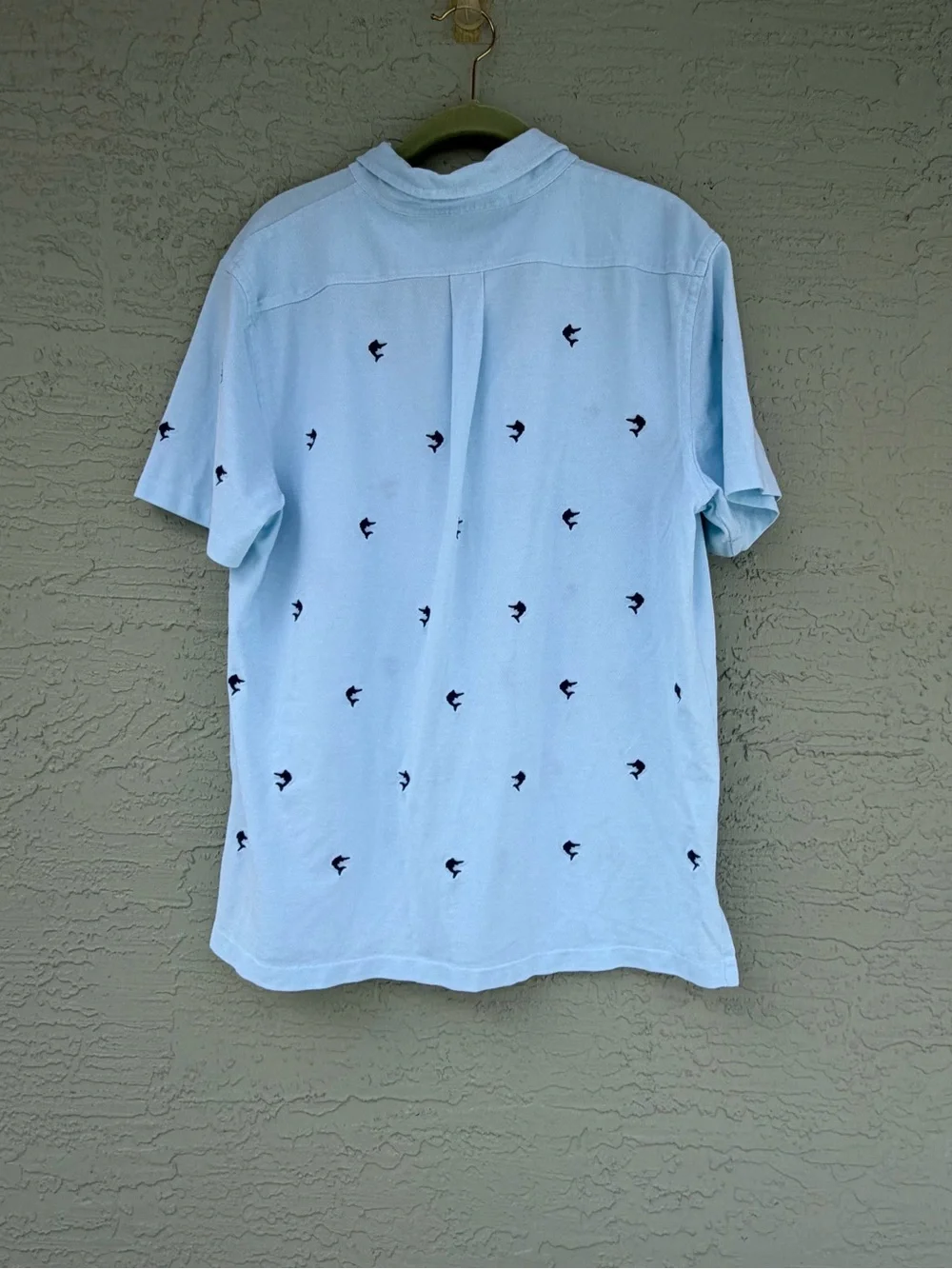 Men's Ralph Lauren Knit Oxford Polo, Short Sleeve Large, Blue Marlin Pattern L